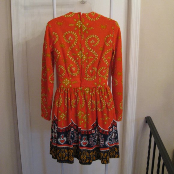 Vintage 60's Sears JR Bazaar Patterned Flower Child Dress - Picture 5 of 8